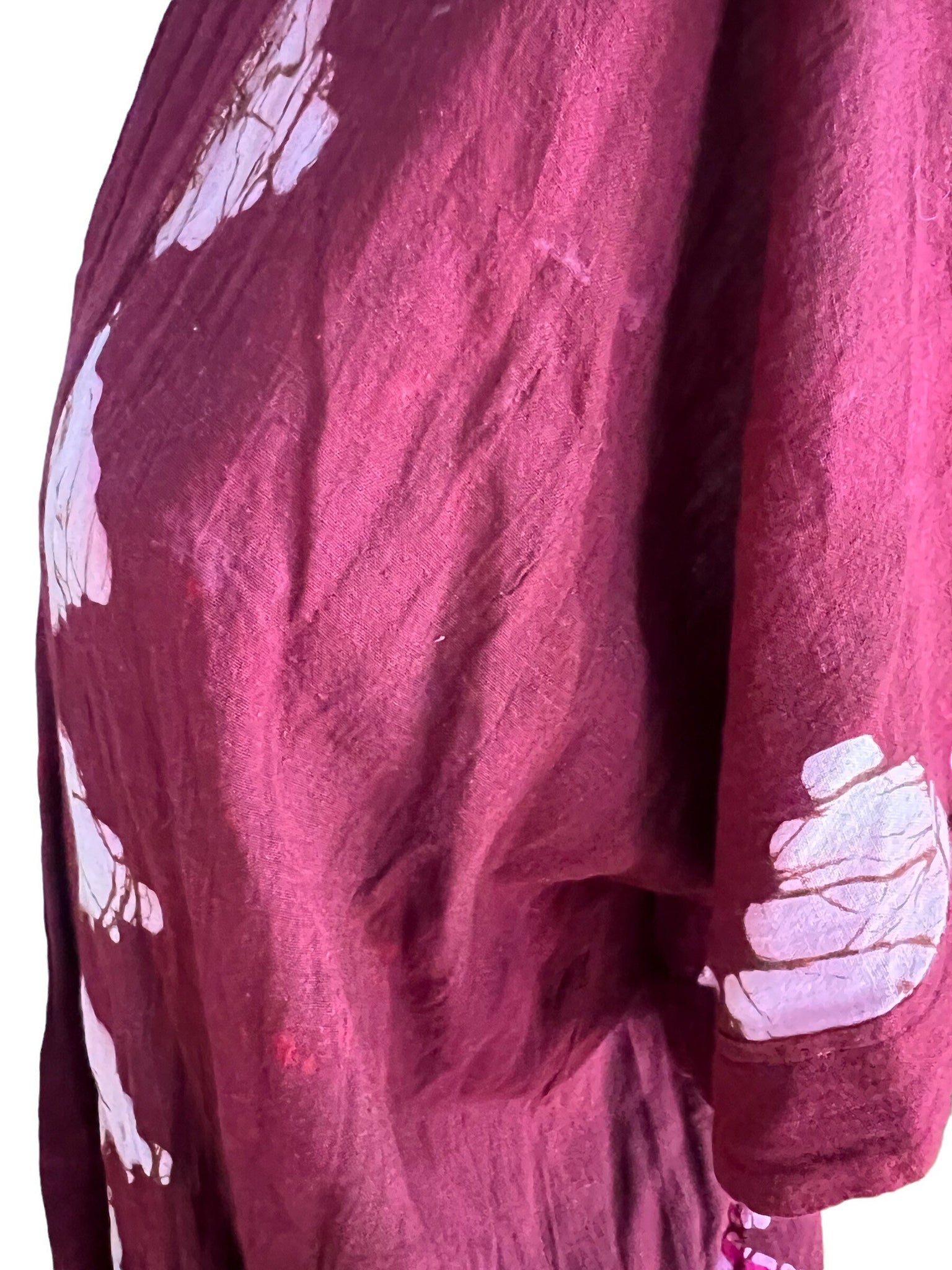 Vintage batik pink cotton robe S M