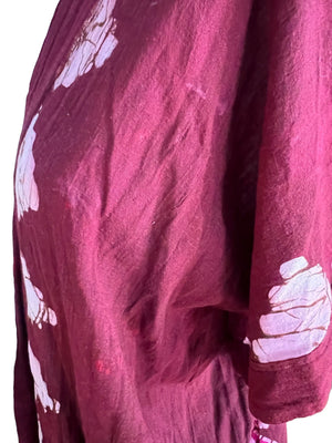 Vintage batik pink cotton robe S M