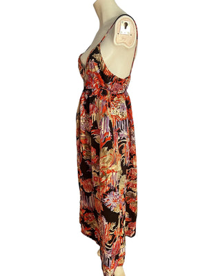 Vintage 70's wild sun maxi dress L