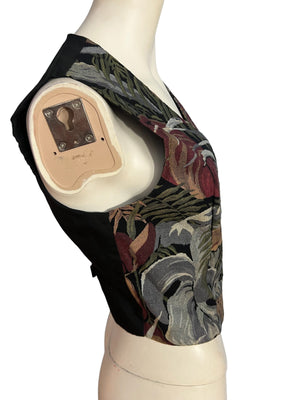 Vintage 80's leaf pattern vest shirt M