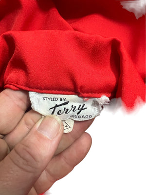 Vintage red 70's ruffle shirt M Terry