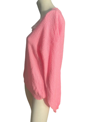 Vintage 80's pink sweater lace collar Brunny L
