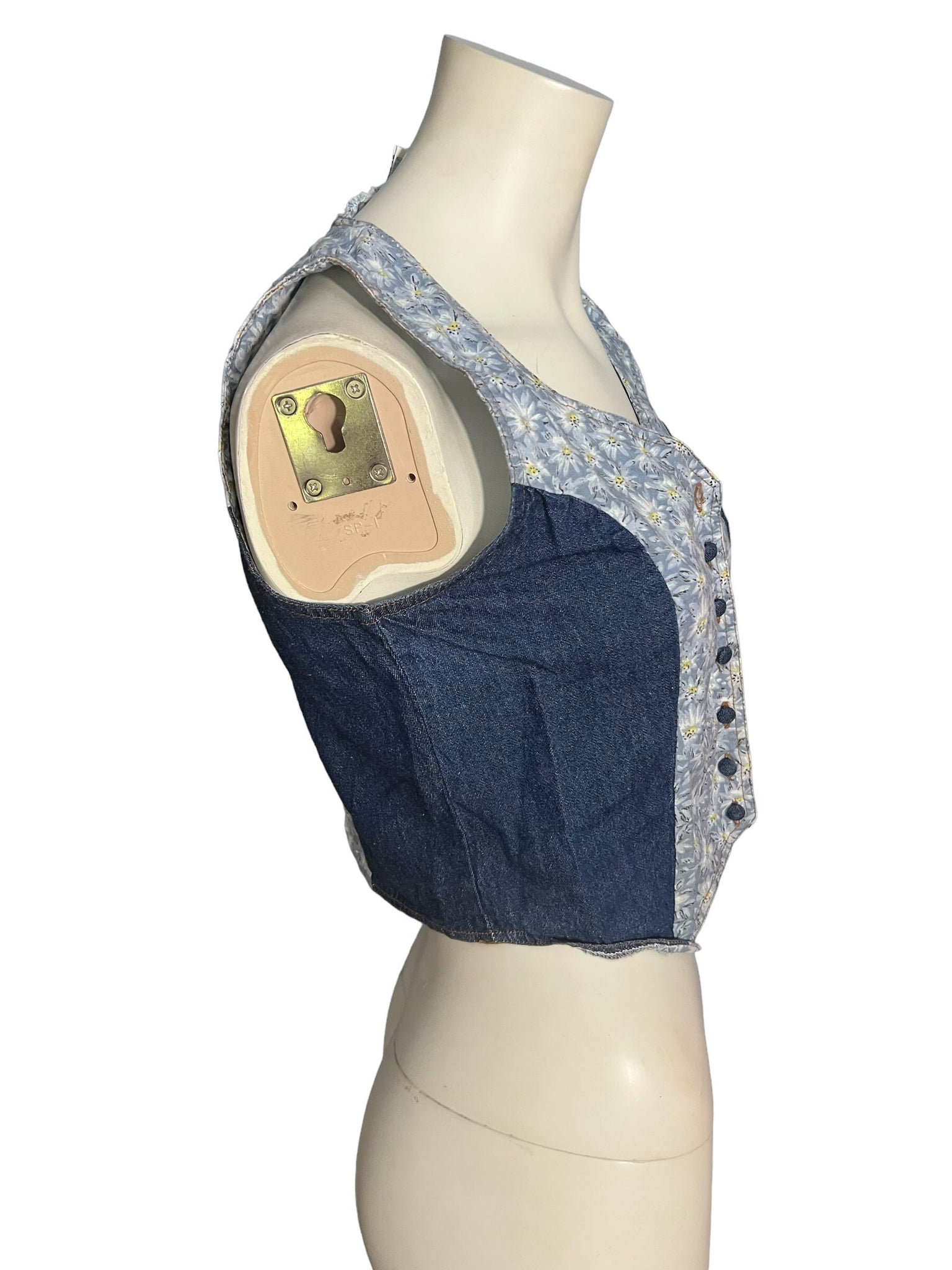 Vintage 80's jean vest top M FD Blues