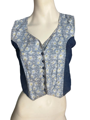 Vintage 80's jean vest top M FD Blues