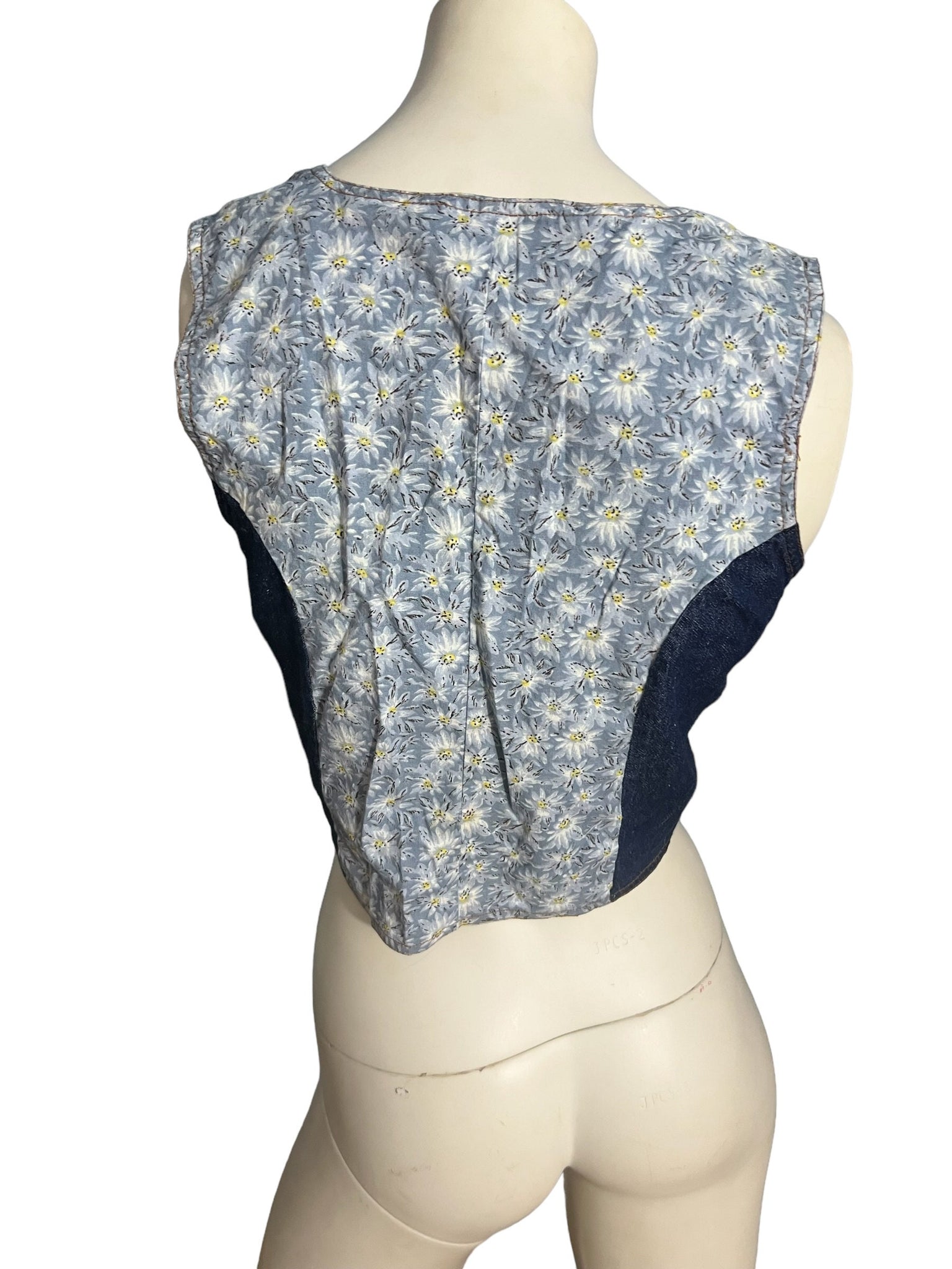 Vintage 80's jean vest top M FD Blues