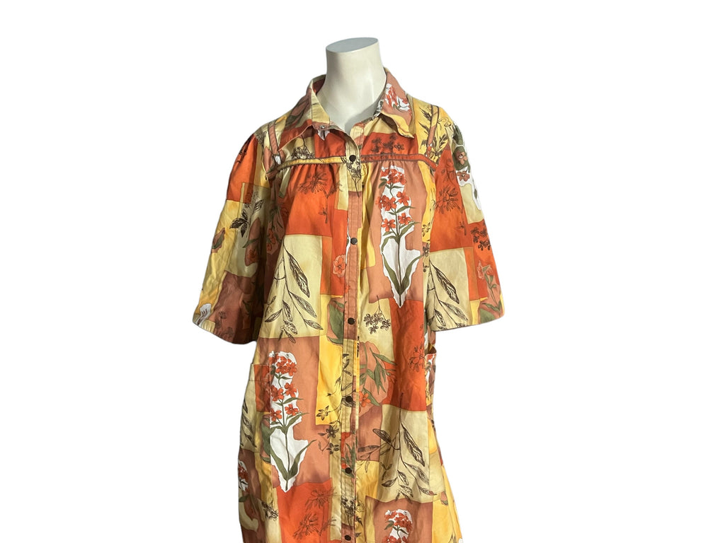 Vintage fall print house dress L Intimate Appeal