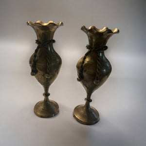 Vintage brass pair of vases