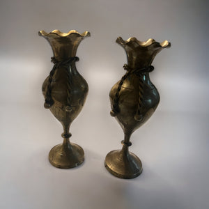 Vintage brass pair of vases