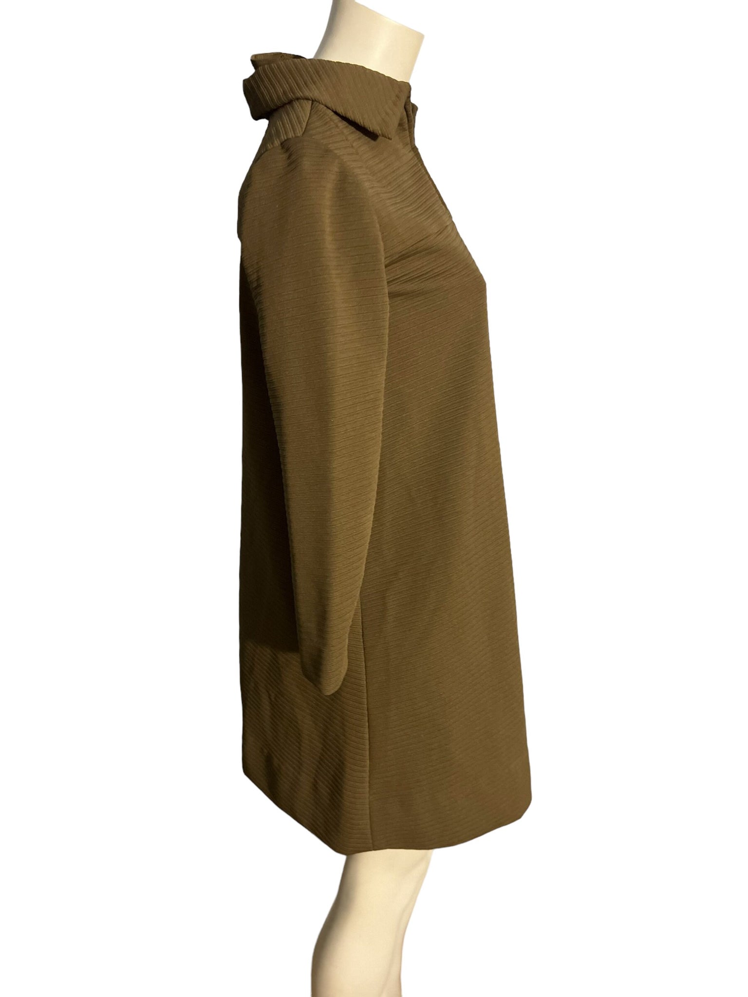 Vintage 70's brown ribbed zip up dress M L