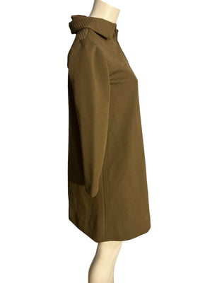 Vintage 70's brown ribbed zip up dress M L