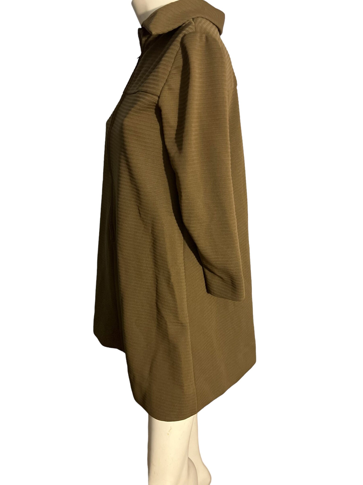 Vintage 70's brown ribbed zip up dress M L
