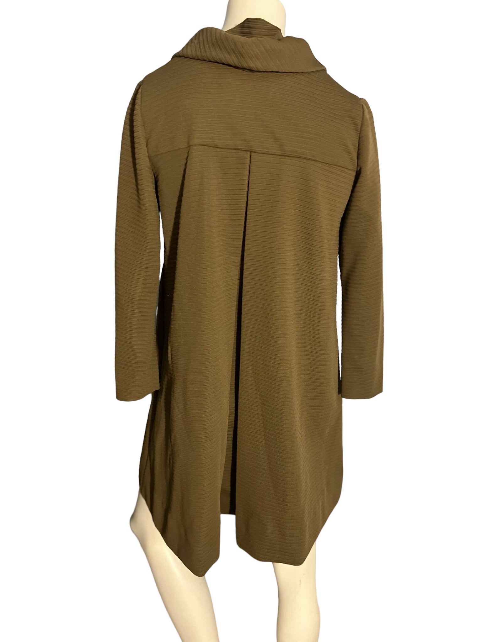 Vintage 70's brown ribbed zip up dress M L