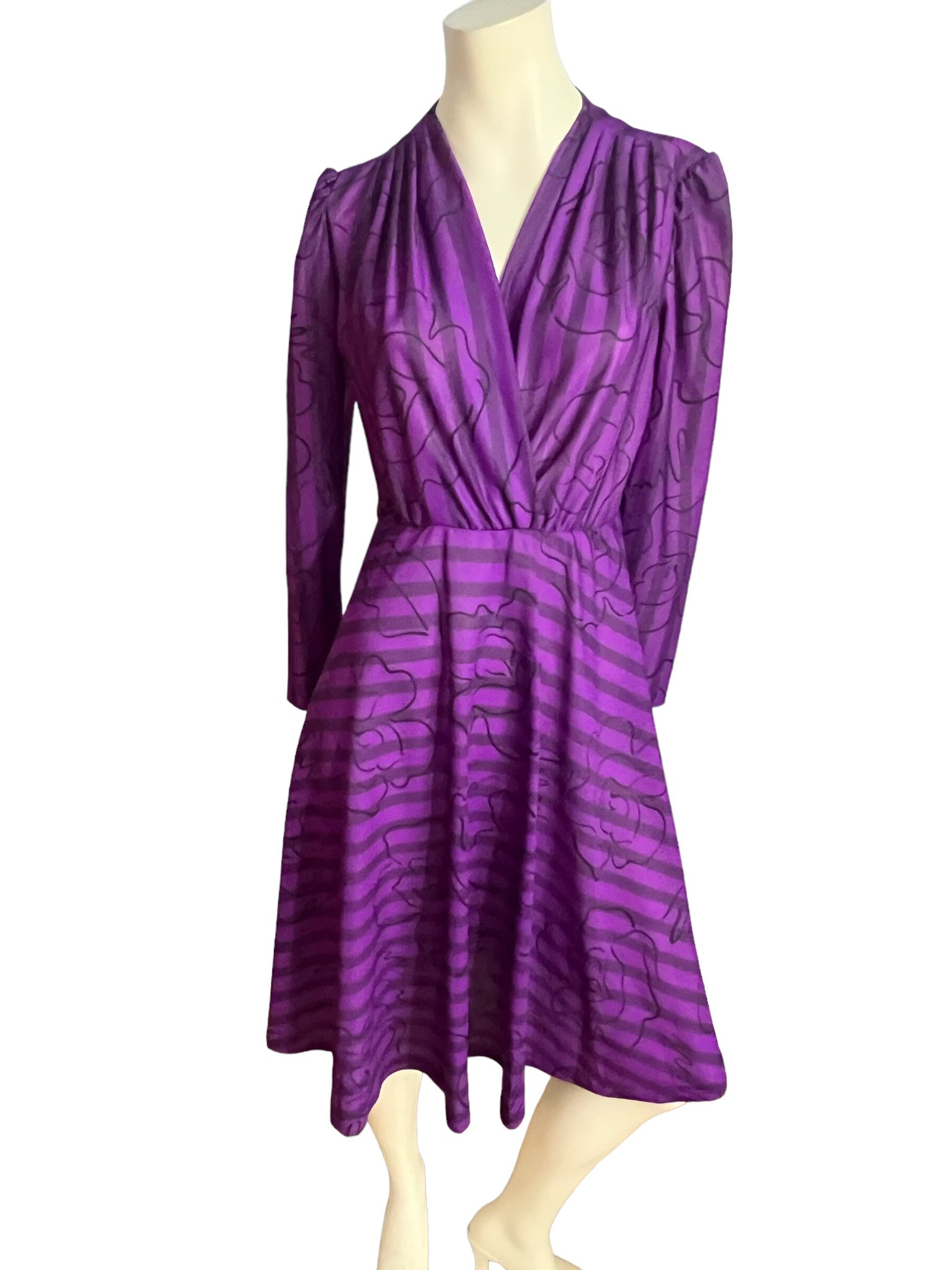 Vintage 80's purple wrap front dress M