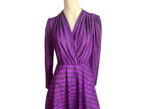Vintage 80's purple wrap front dress M