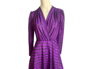 Vintage 80's purple wrap front dress M