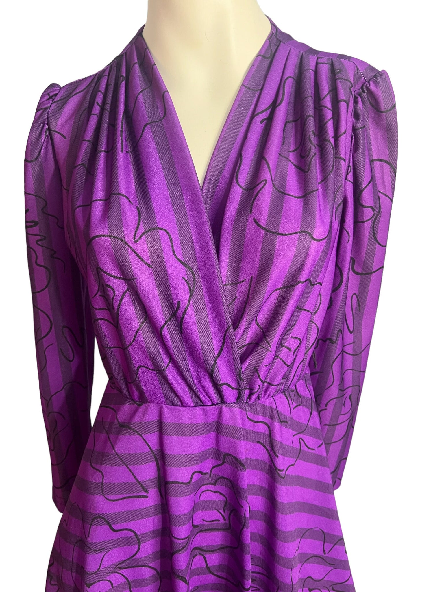 Vintage 80's purple wrap front dress M