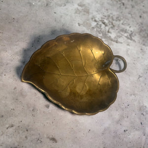 Vintage brass leaf dish