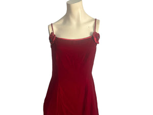 Vintage red velvet formal long sheath dress M