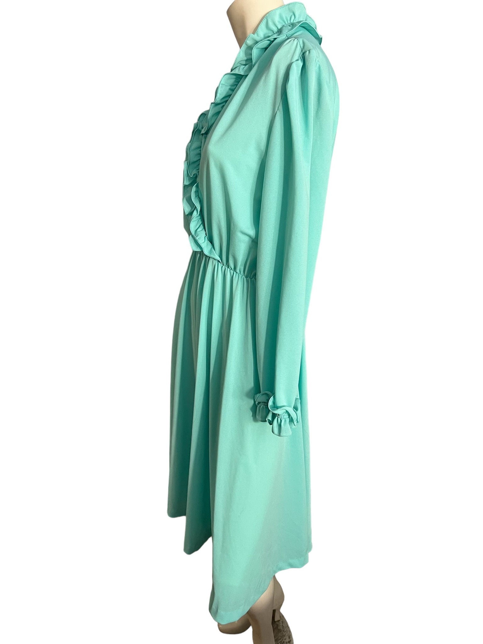 Vintage 70's turquoise dress 12 M L Anthony Richards