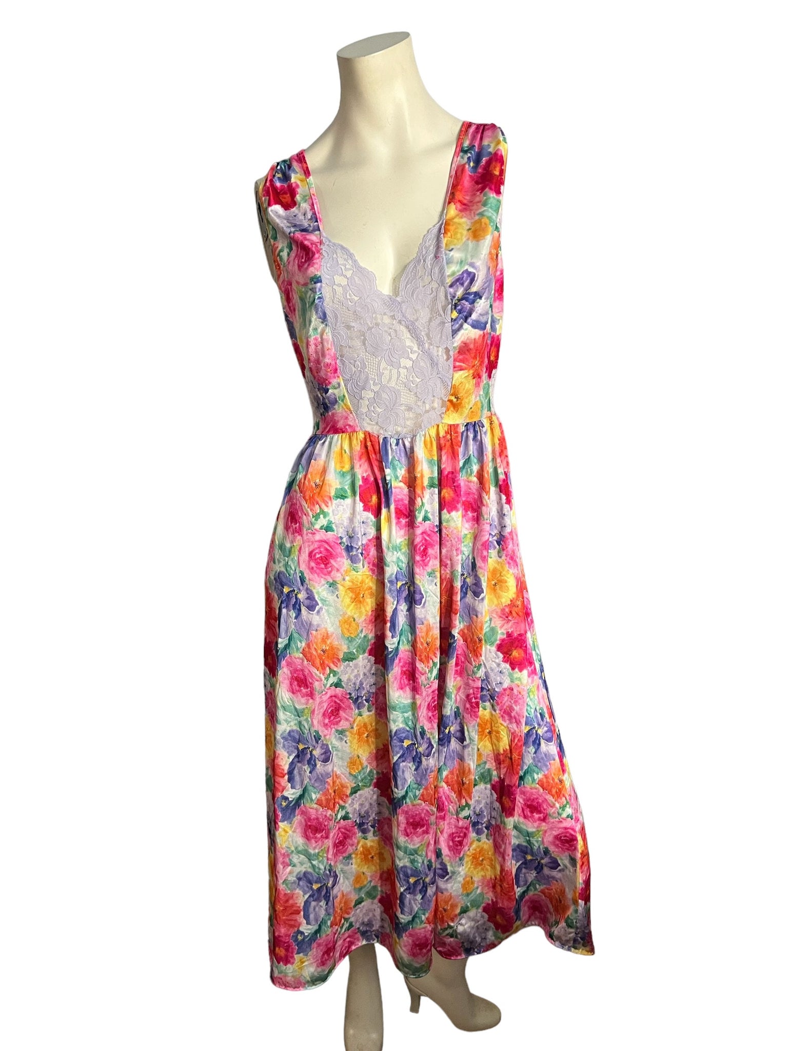 Vintage 80's floral nightgown L Adonna