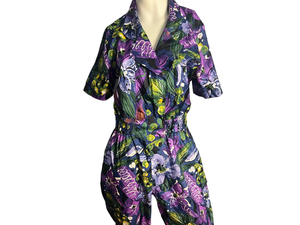 Vintage 80’s purple floral jumpsuit 12 Westbound