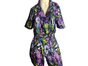 Vintage 80’s purple floral jumpsuit 12 Westbound