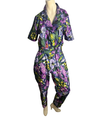 Vintage 80’s purple floral jumpsuit 12 Westbound