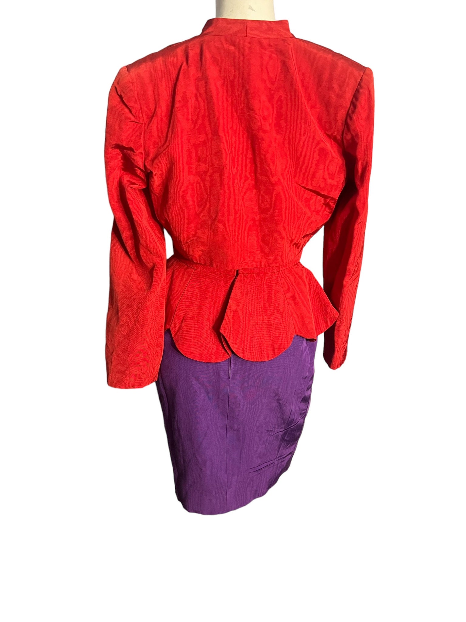 Vintage Couture Lanvin Mod Purple and Red Peplum Dress and Jacket 38 M