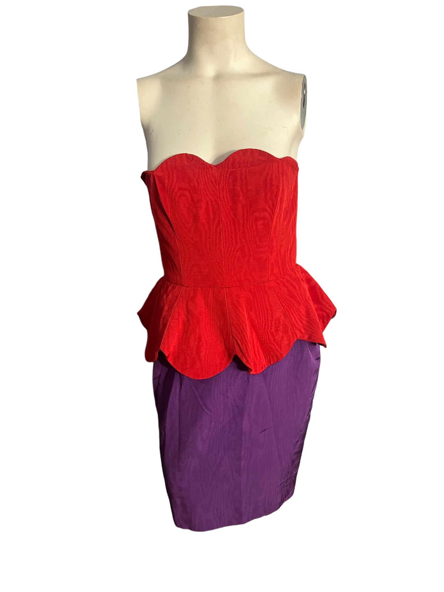 Vintage Couture Lanvin Mod Purple and Red Peplum Dress and Jacket 38 M
