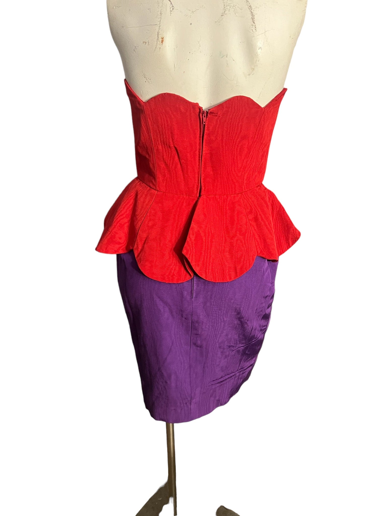 Vintage Couture Lanvin Mod Purple and Red Peplum Dress and Jacket 38 M