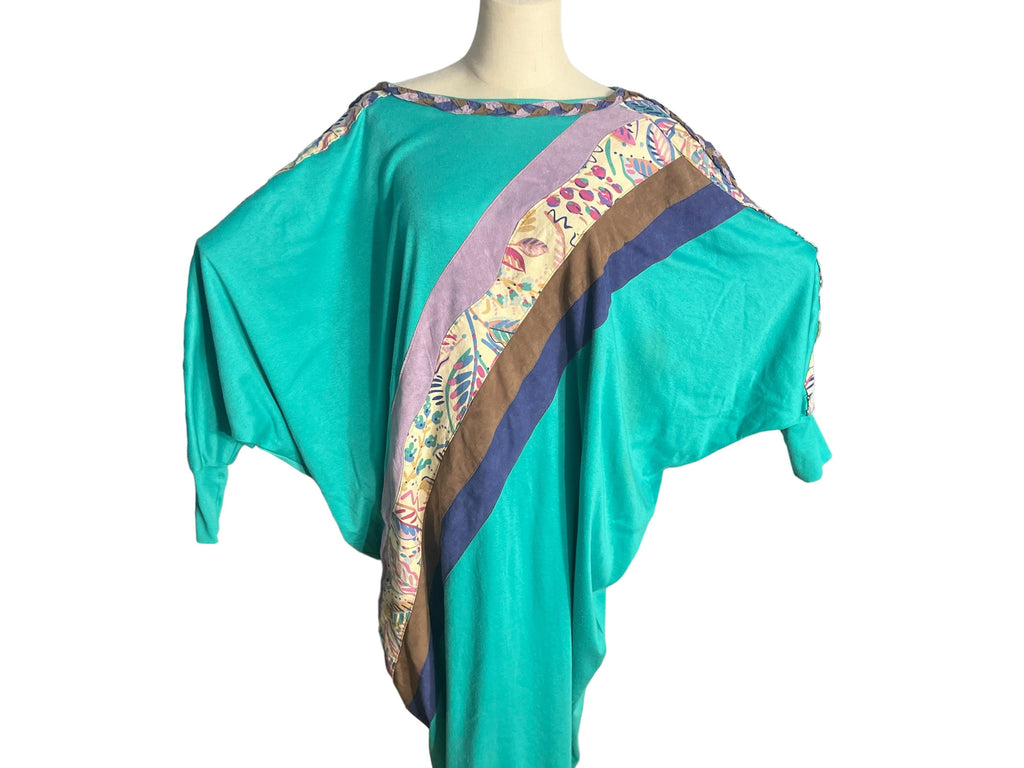 Vintage 80’s batwing patchwork dress L