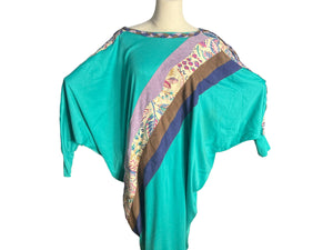 Vintage 80’s batwing patchwork dress L