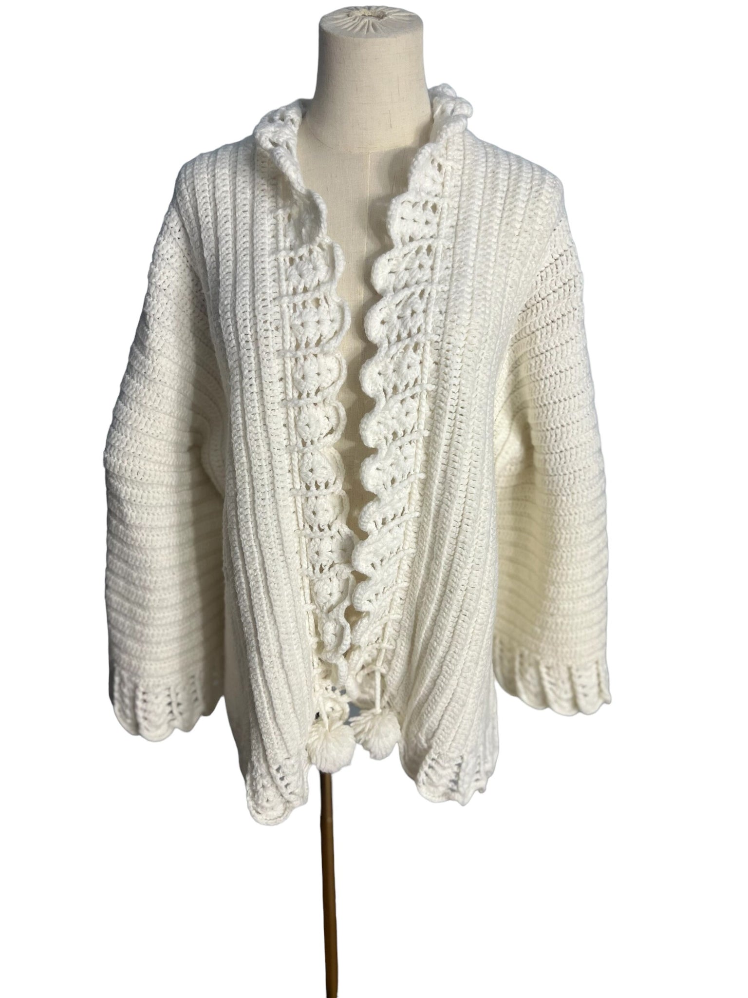 Vintage hand crochet sweater cardigan M L
