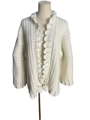 Vintage hand crochet sweater cardigan M L
