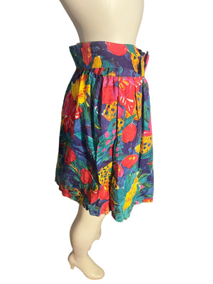 Vintage 80's tropical wide leg shorts M