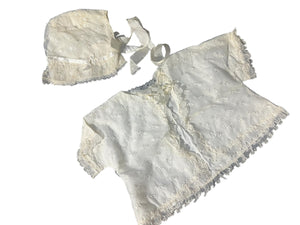 Vintage white baby lace jacket and bonnet