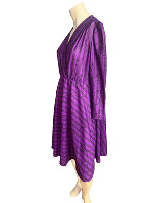 Vintage 80's purple wrap front dress M