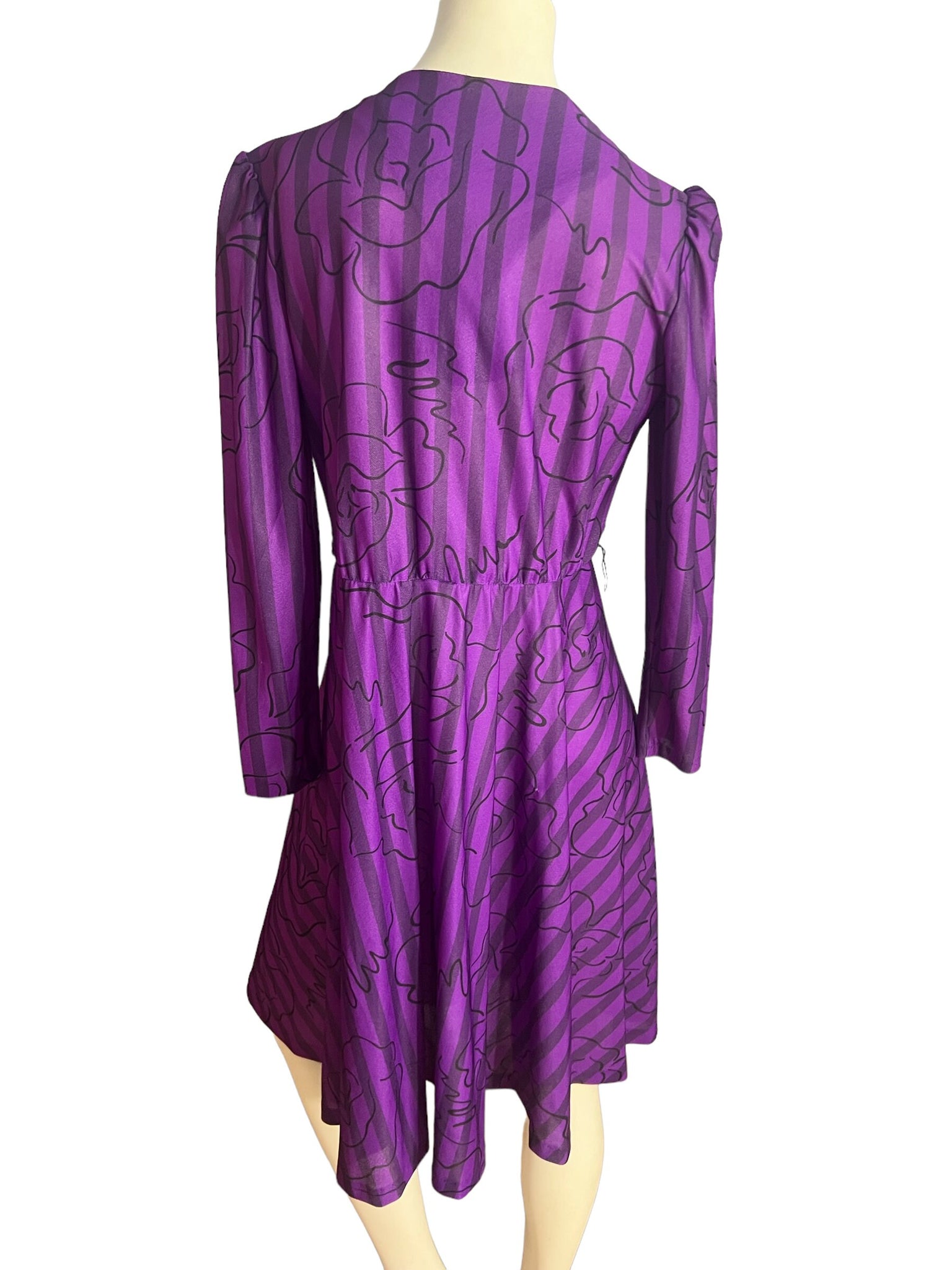 Vintage 80's purple wrap front dress M