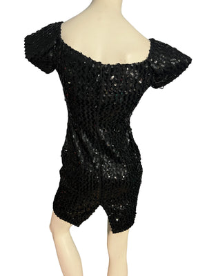 Vintage black sequin 80's mini dress 3 S Glenrob