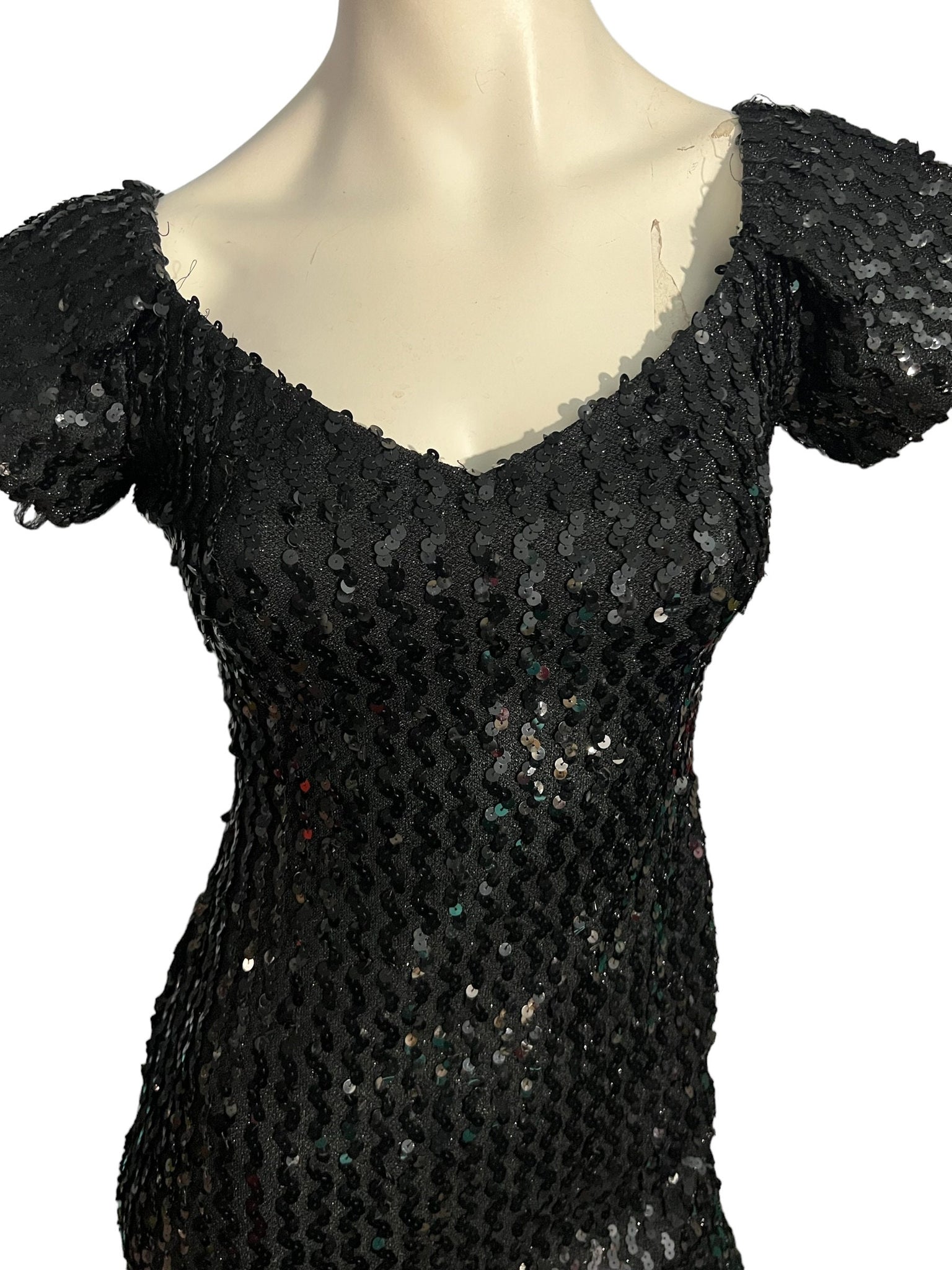 Vintage black sequin 80's mini dress 3 S Glenrob