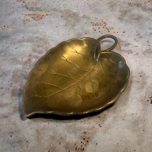 Vintage brass leaf dish