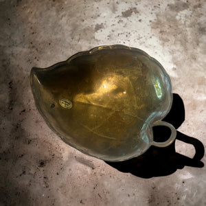 Vintage brass leaf dish