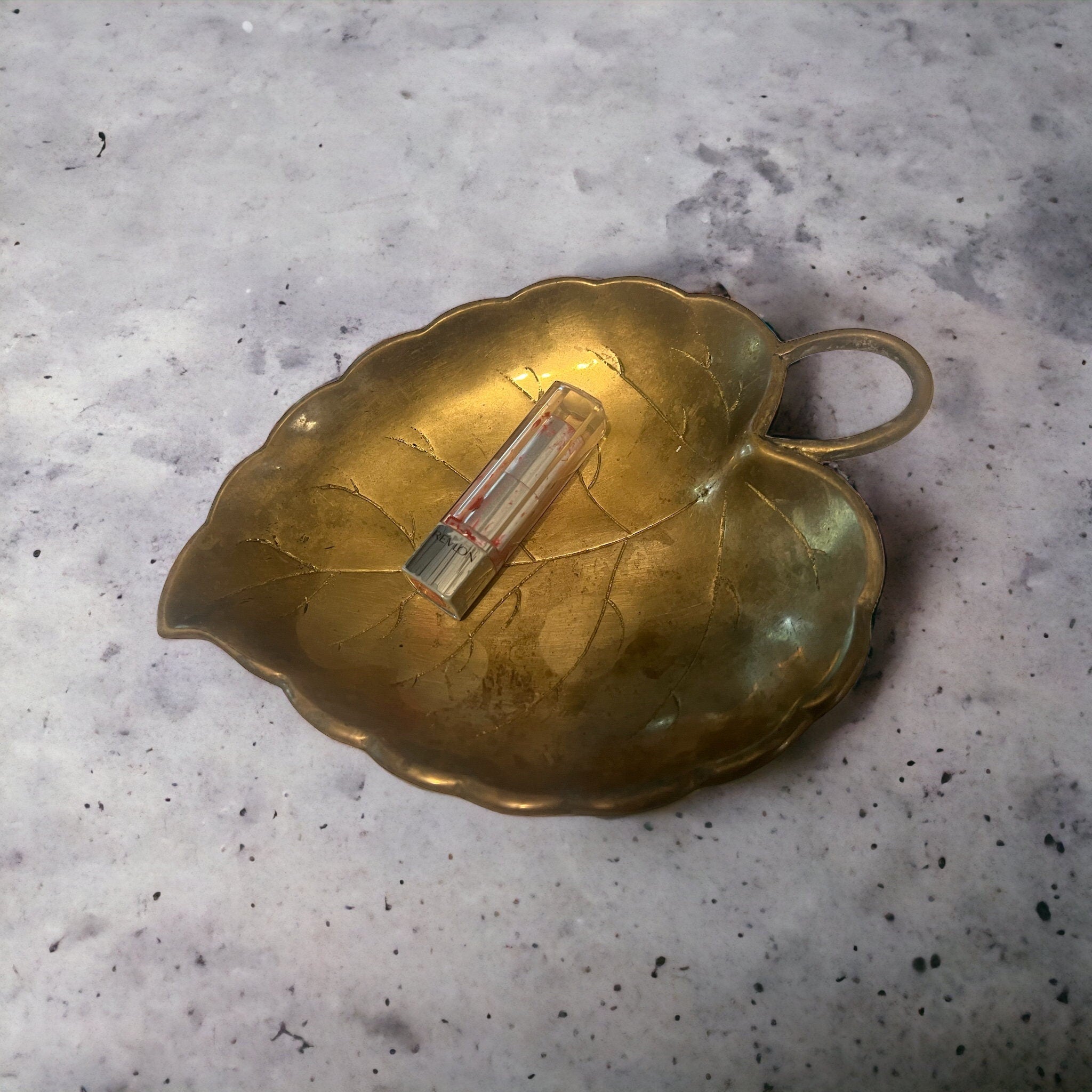 Vintage brass leaf dish