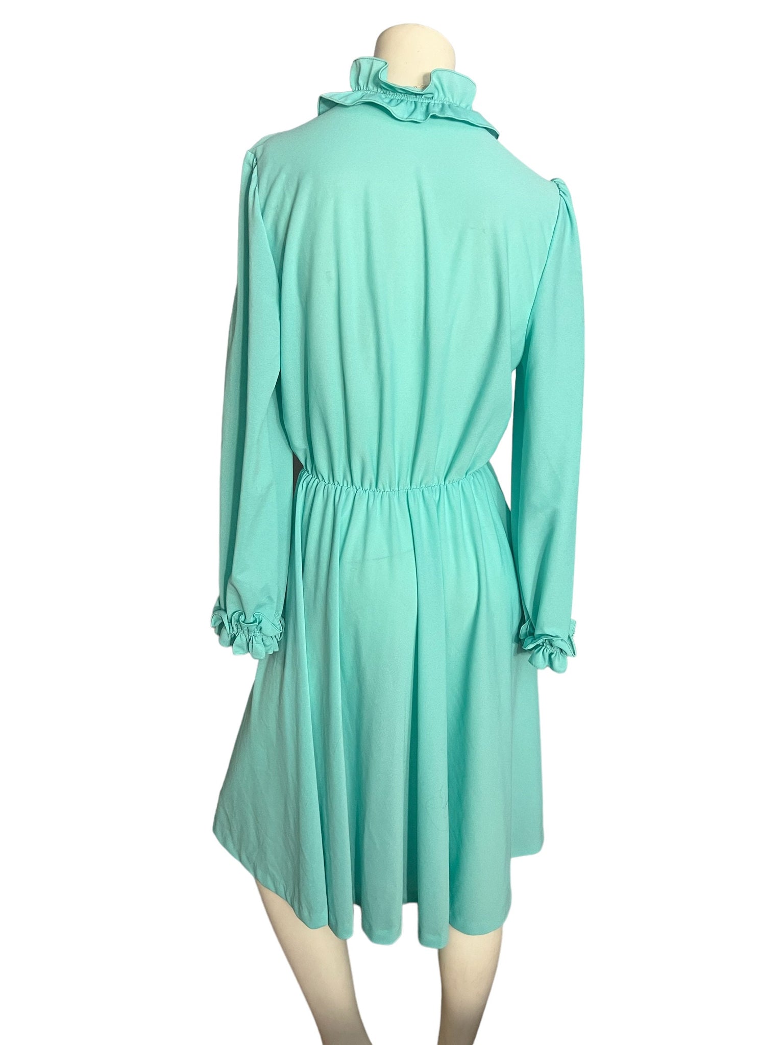 Vintage 70's turquoise dress 12 M L Anthony Richards