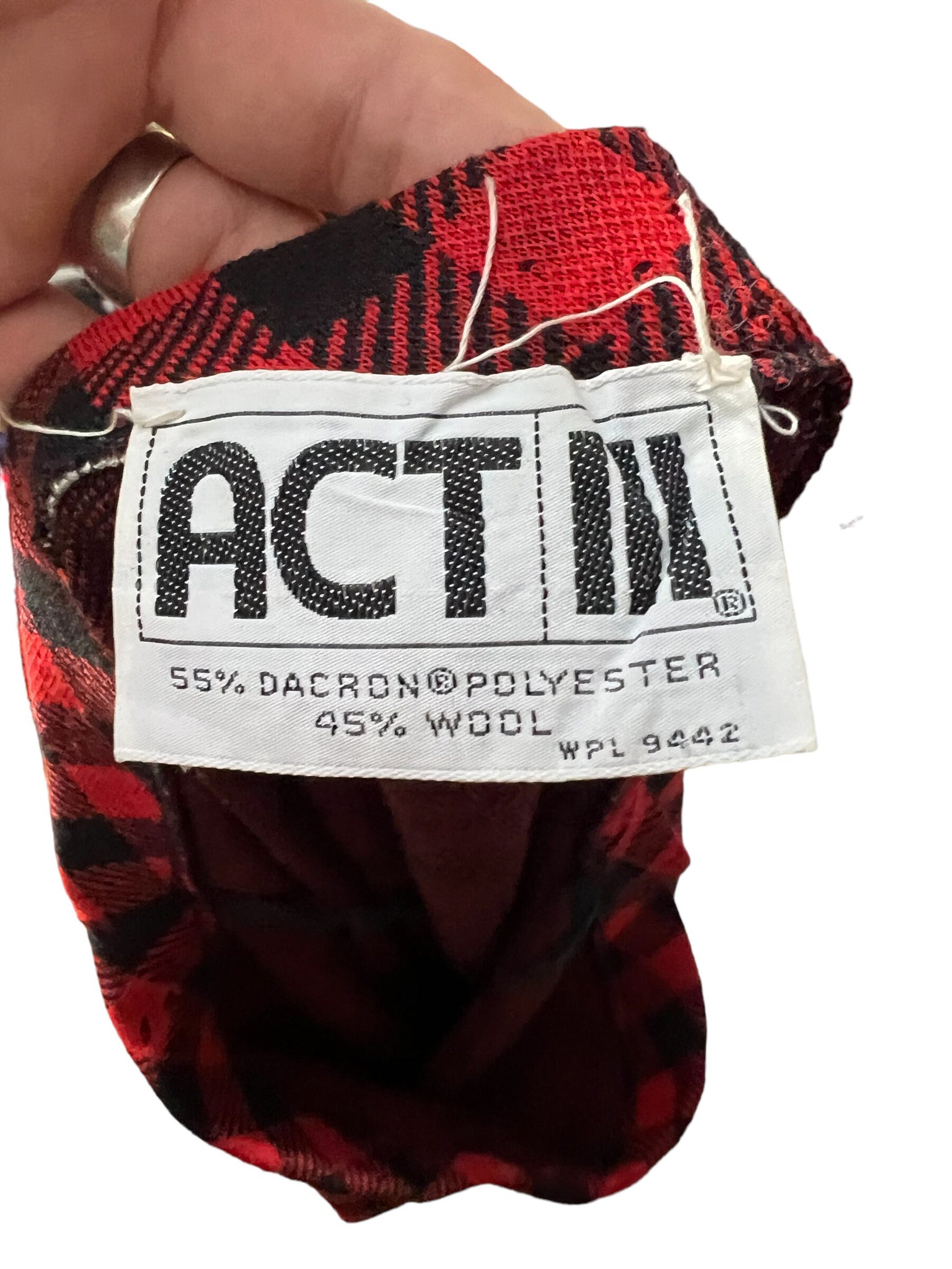 Vintage red & black 70's check skirt L