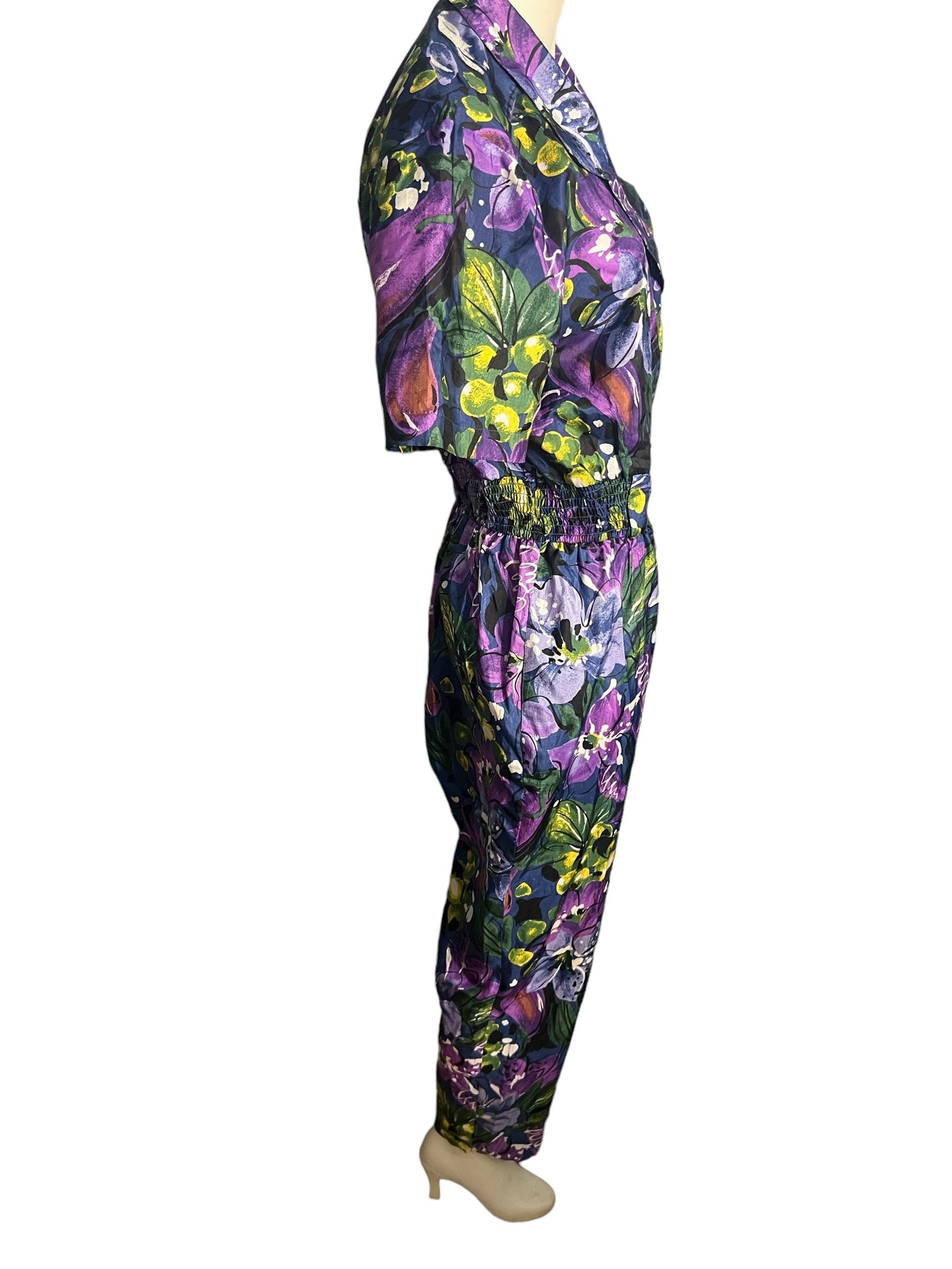 Vintage 80’s purple floral jumpsuit 12 Westbound