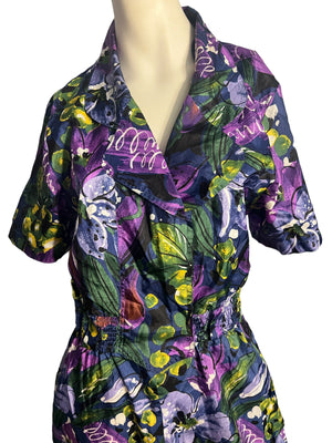 Vintage 80’s purple floral jumpsuit 12 Westbound