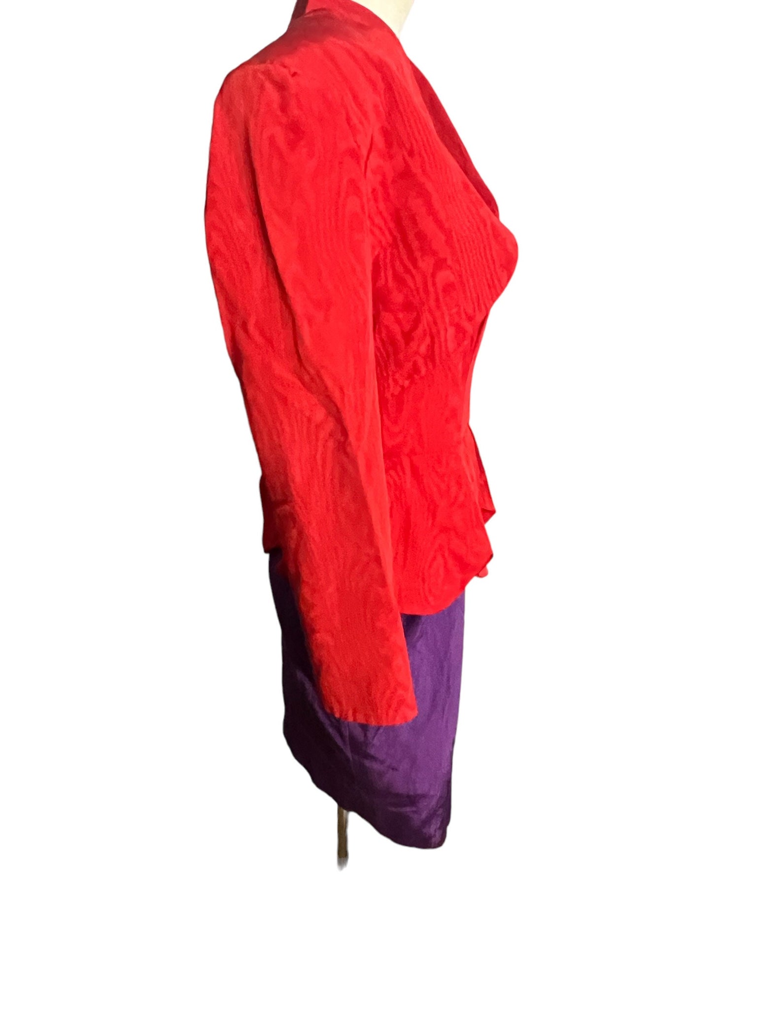 Vintage Couture Lanvin Mod Purple and Red Peplum Dress and Jacket 38 M