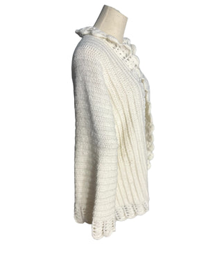 Vintage hand crochet sweater cardigan M L