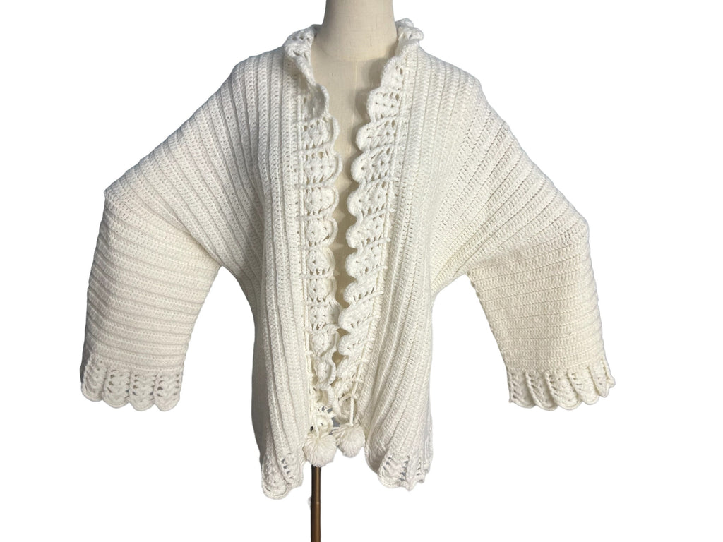 Vintage hand crochet sweater cardigan M L
